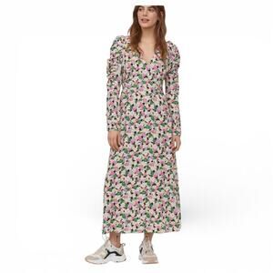 H&M Lyocell Dress Puff SLVS Floral Cottagecore Romantic Retro Boho-chic Prairie.